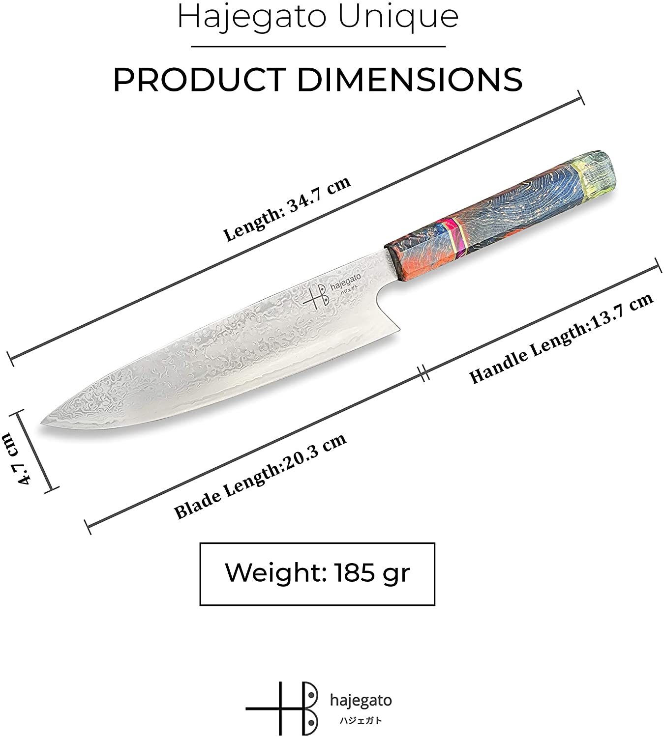 Damascus Chef Knife Gyuto Hajegato Unique One of Kind Handle Professional 8 Inch Japanese Chefs Kitchen Knife Vg10 67 Layers Damascus Steel Knive with Sheath - Image 3