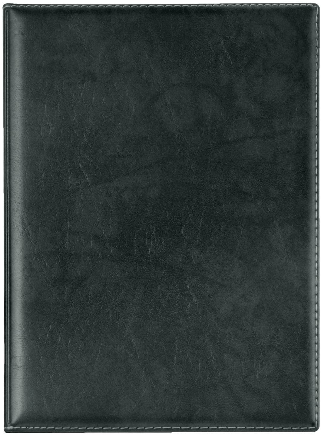 VELOFLEX Portfolio Folder A4, Black, Faux Leather with Inside Transparent Pocket