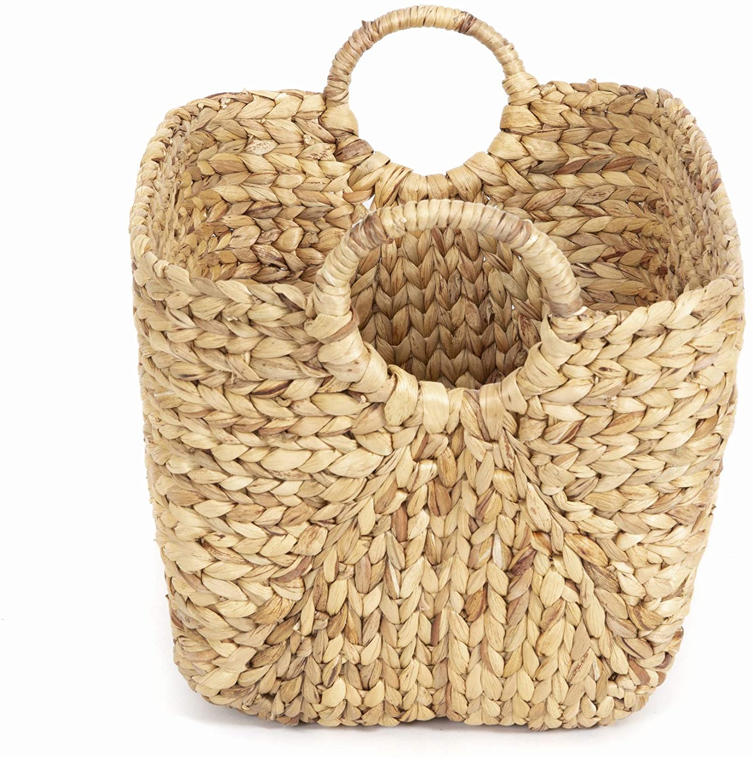 Compactor Hand-Woven Water Hyacinth Storage Basket, Scale Braiding, with Handles, Light Wood, 57 x 33 x H.33 cm, RAN6821, WATERHYACINTH, Natural, XXL - Image 3