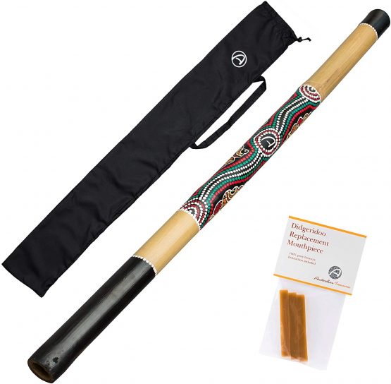 Australian Treasures - DIDGERIDOO BAMBOO 47'' - hand-painted - fair traded - including beeswax and didgeridoobag. Didgeridoo for beginners