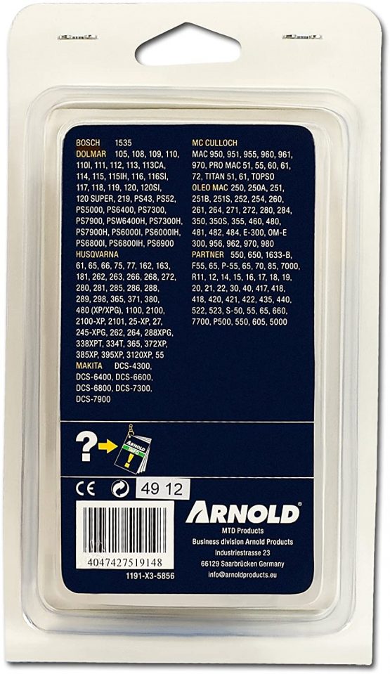 Arnold Profi 1191-X3-5856 Sawing Chain 3/8 Inch 1.5 mm 56 Drive Links 38 cm bar - Image 2