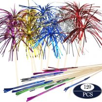 Allazone 120 PCS Cocktail Picks Firework Party Picks, 23CM Firework Cake Toppers, Sandwich & Cocktail Picks, Toothpicks for Cakes Decoration, Party Supplies, Christmas Decoration