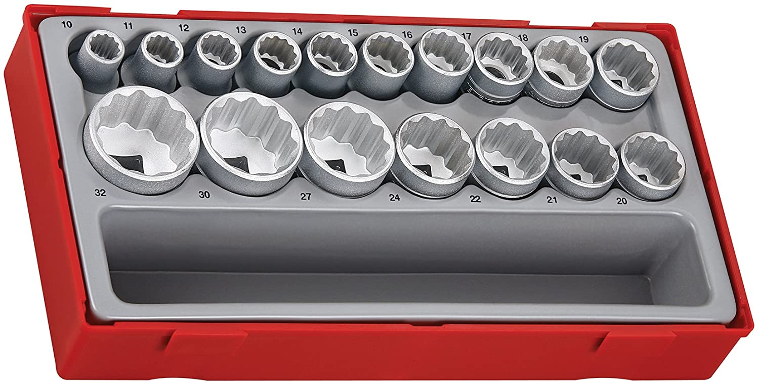 Teng TT1217 40575 1/2-inch Reg Metric 12p Socket Set Drive (17 Pieces), 1/2 inches