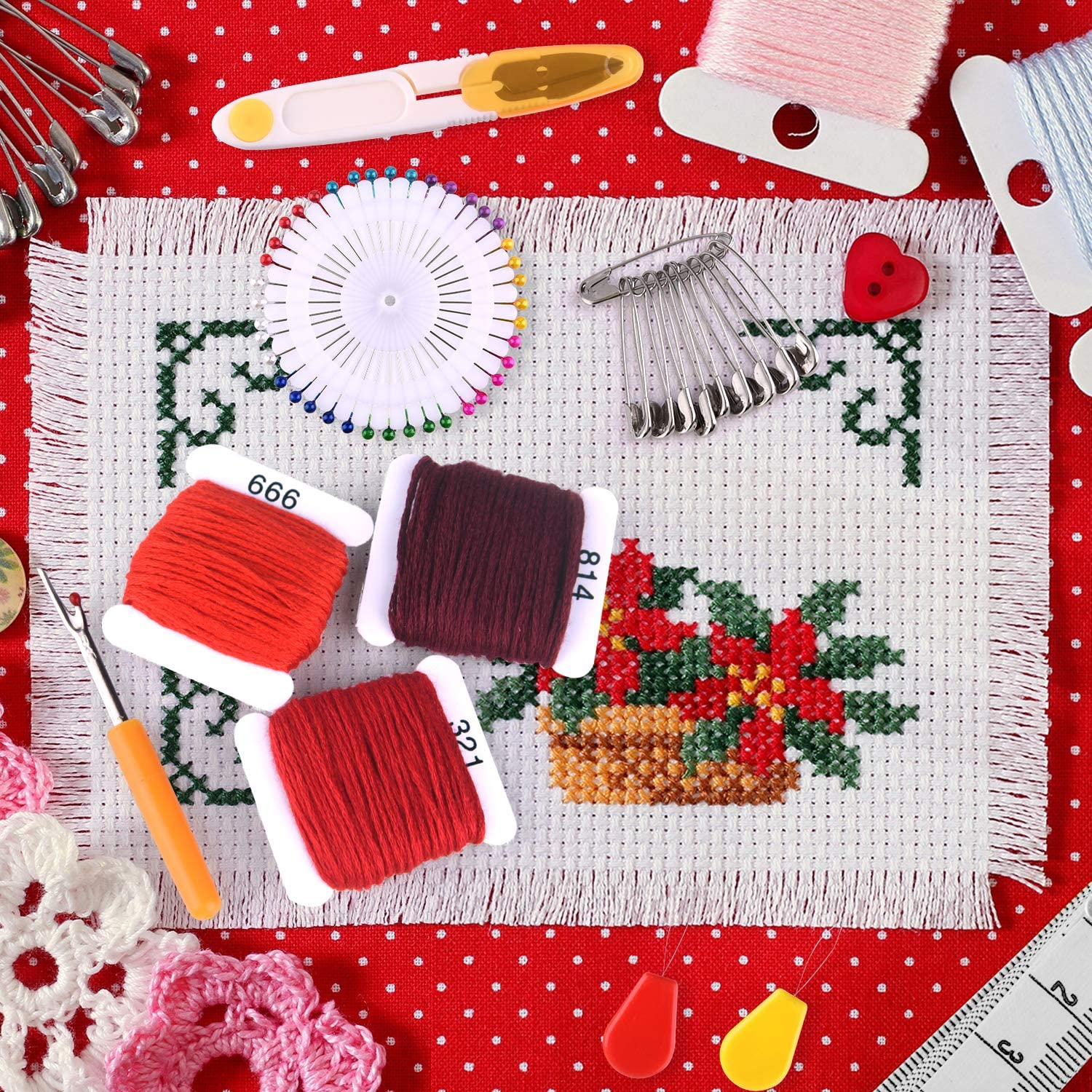 MIAHART 158 Pcs Embroidery Floss 57 Color Embroidery Threads and Cross Stitch Tool Kits for Friendship Bracelet String Making with Organizer Box - Image 2
