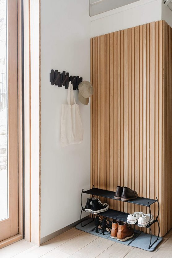 Umbra Sticks Multi Rack – Modern, Unique, Space-Saving Hanger with 5 Flip-Down Hooks for Hanging Coats, Scarves, Purses and More, Espresso - Image 4