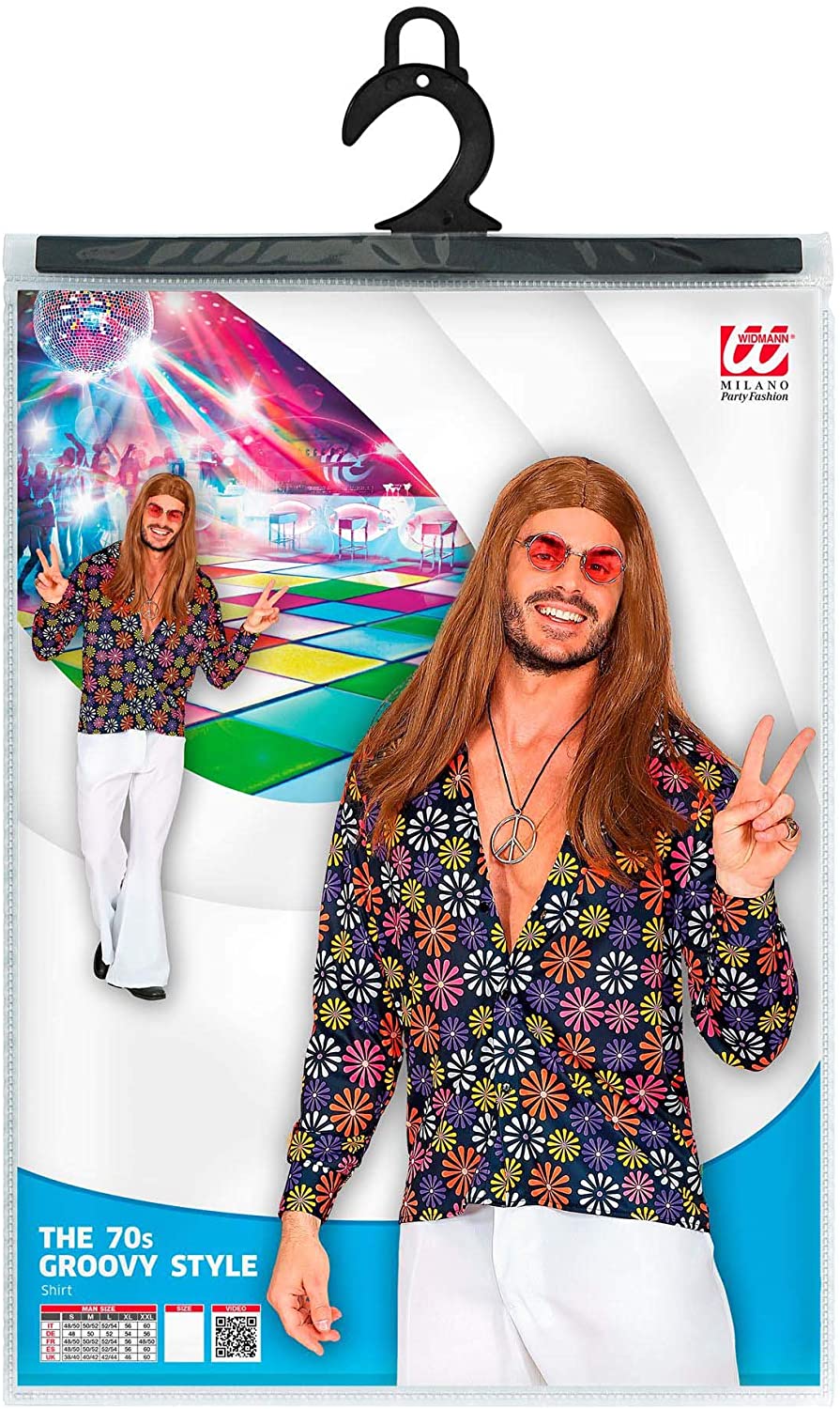 Widmann - 70s Groovy Style Costume, Shirt, Disco Fever, Carnival, Theme Party, Colourful, L-XL - Image 2