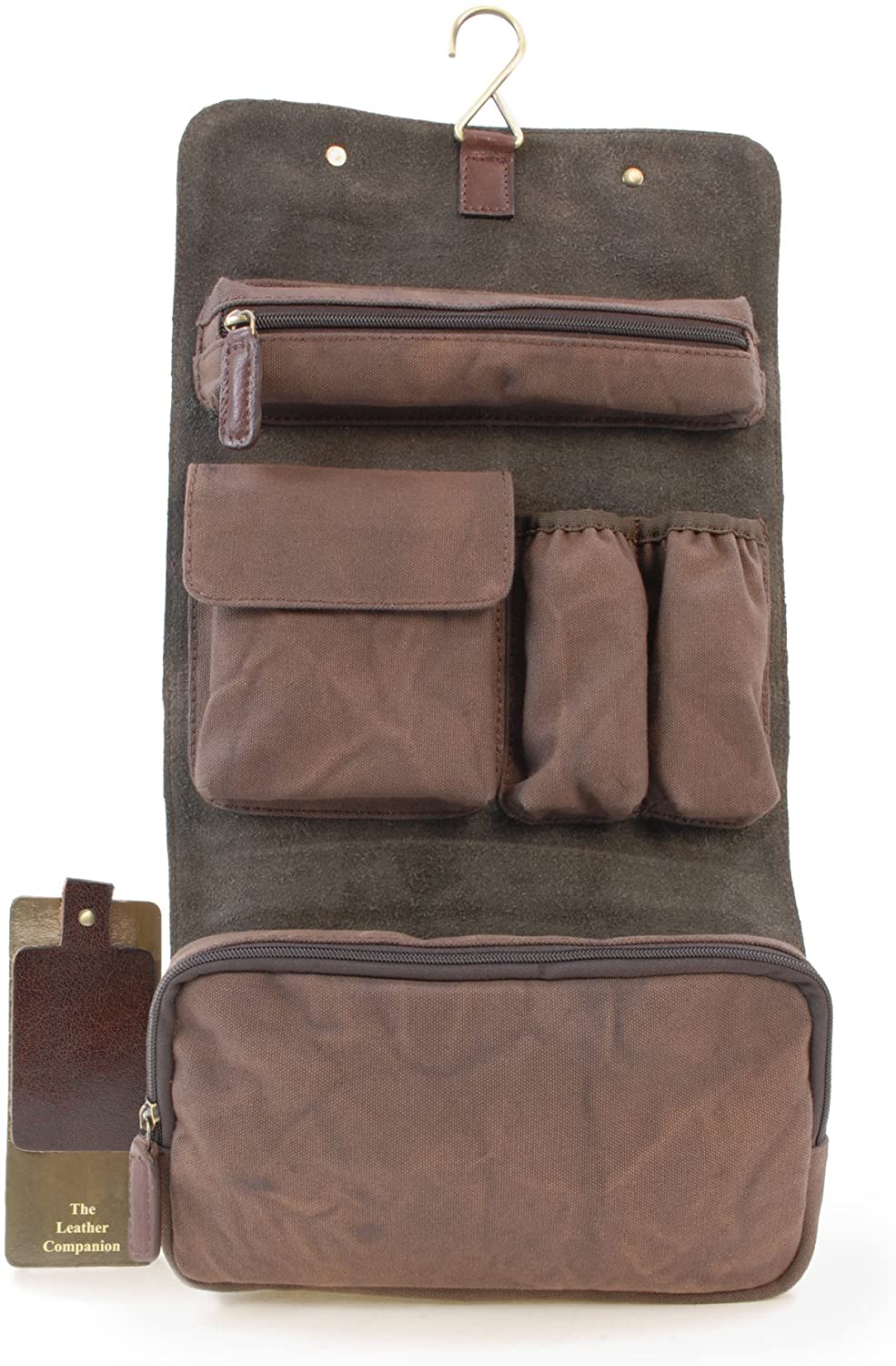 Ashwood - Men's Travel Toiletry Bag - Leather and Canvas - Medium Wash Bag - Hanging Cosmetic Case - Hammersmith 7010 - Tan - Image 3