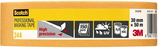 3M Masking Tape 244 High Precision, medium tack, UV stable, indoors & outdoors, 30 mm x 50 m - Image 2