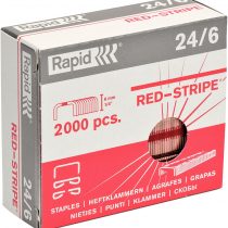 Leitz Rapid 24868200 Staples 24/6 MM, Galvanised Red Stripe, with Fastening Pack of 2000