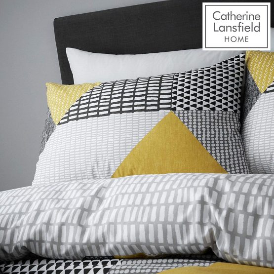 Catherine Lansfield Larsson Geo Easy Care Single Duvet Set Ochre - Image 2