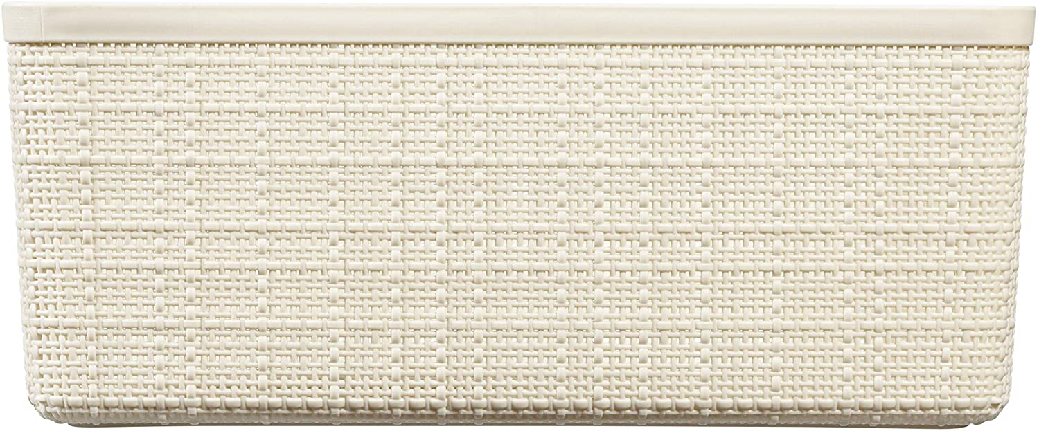 CURVER 245371 Jute Basket 100% Recycled Plastic Rectangular, Off White, M: 12 L - Image 2