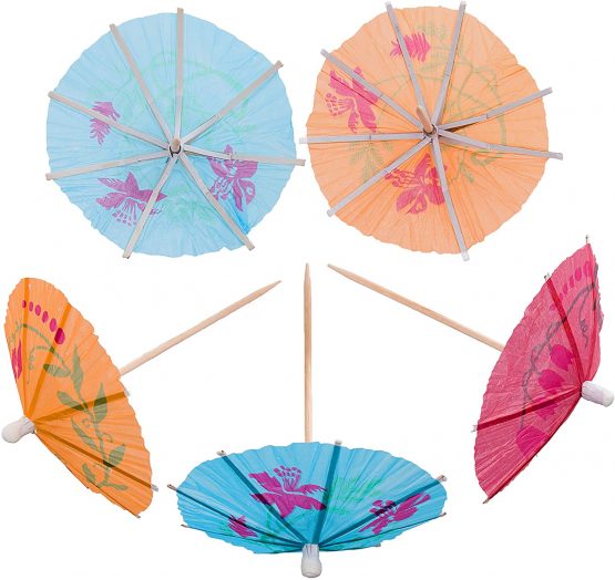 30 Pack of Cocktail Umbrellas, Beach Party Paper Umbrella, Cocktail Drink Decorations, Mixed Colours, Tropical Fruit Toppers - Image 2