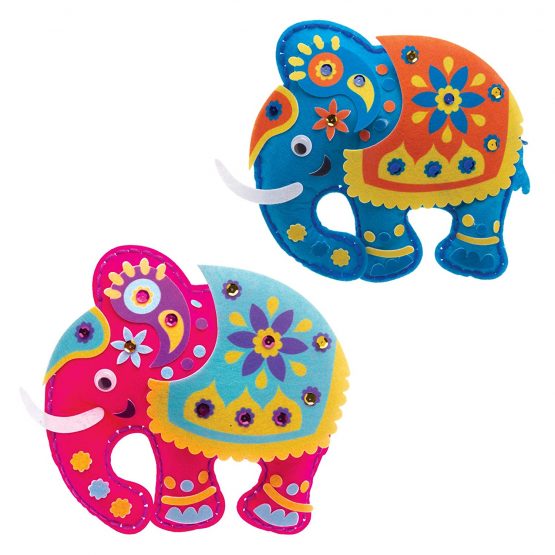Baker Ross AW989 Ambari Elephant Cushion Sewing Kits, Arts and Crafts for Kids (Pack of 2), Assorted - Image 2