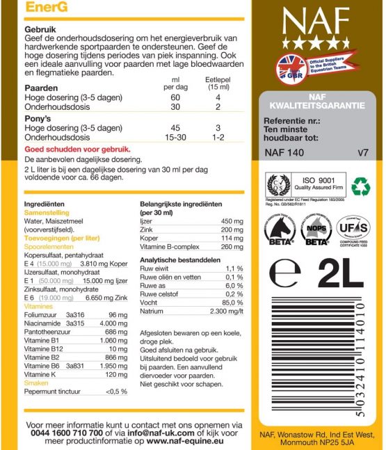 Natural Animal Feeds Naf Energ 2 Liter - Clear, 2 Liter - Image 2