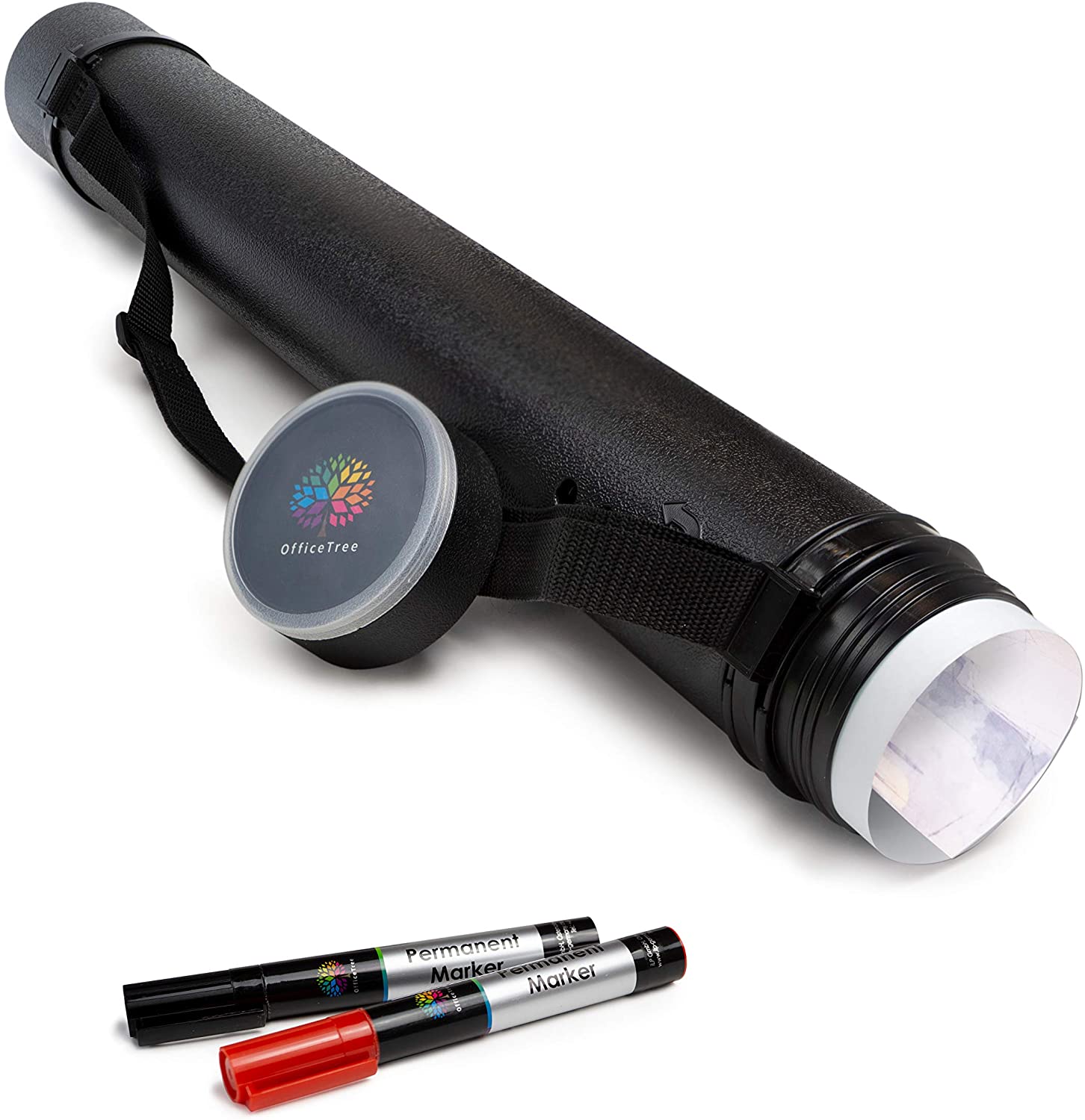 OfficeTree Art Tube Storage Black A0, Poster Carrier for Transport and Storage, Drawing Tube