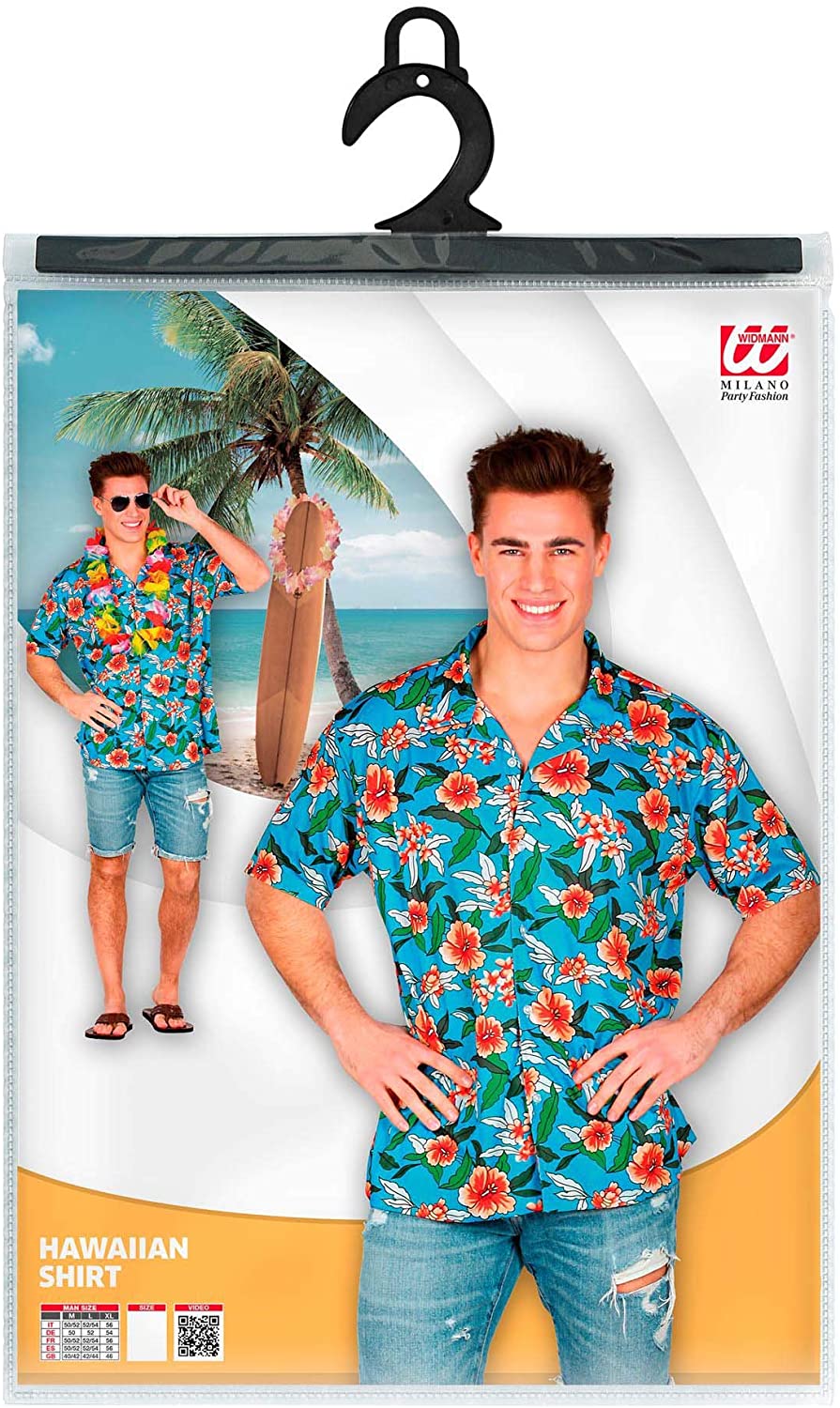 Widmann W MILANO Party Fashion - Hawaii Shirt Men's Floral Shirt Beach Party Fancy Dress Costumes, Blue, M-L - Image 2