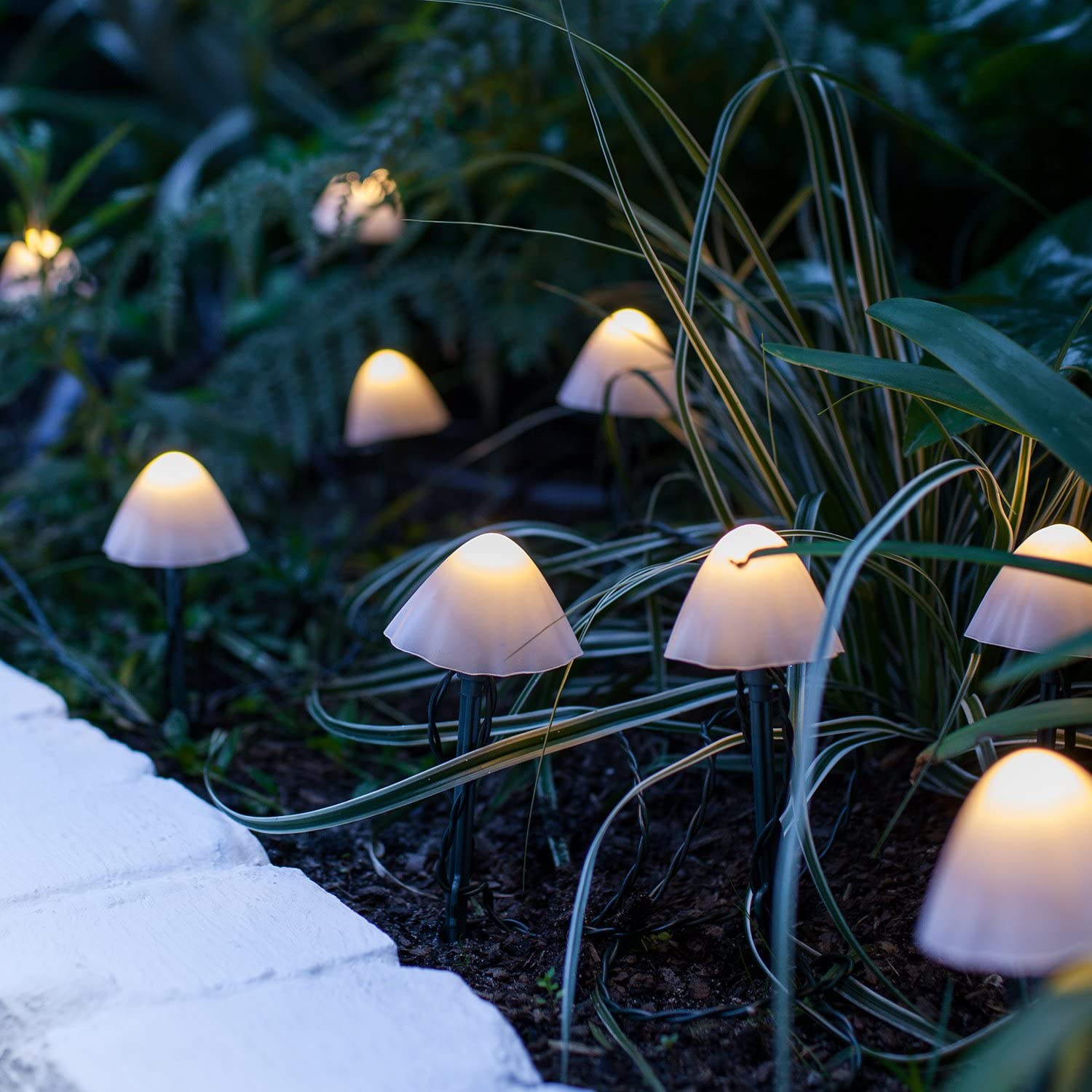 Lights4fun Set of 12 Mushroom Solar Decorative Garden Stake Lights