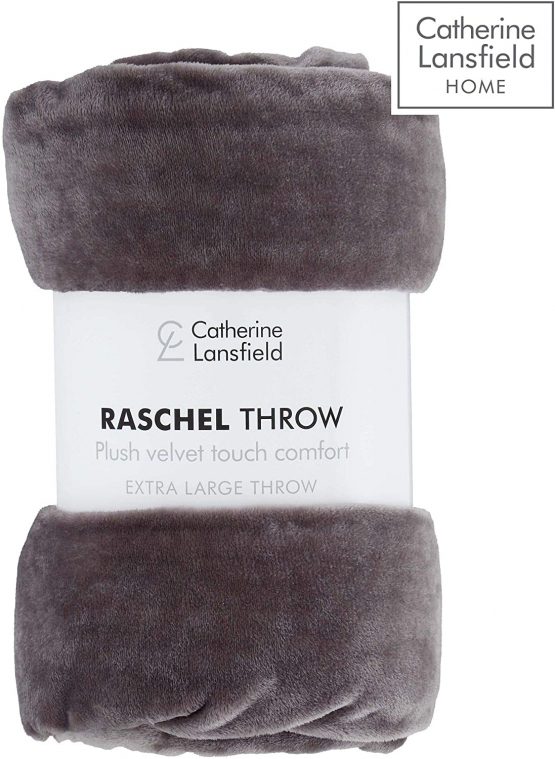 Catherine Lansfield Extra Large Raschel Velvet 200 x 240 cm Throw Charcoal - Image 2