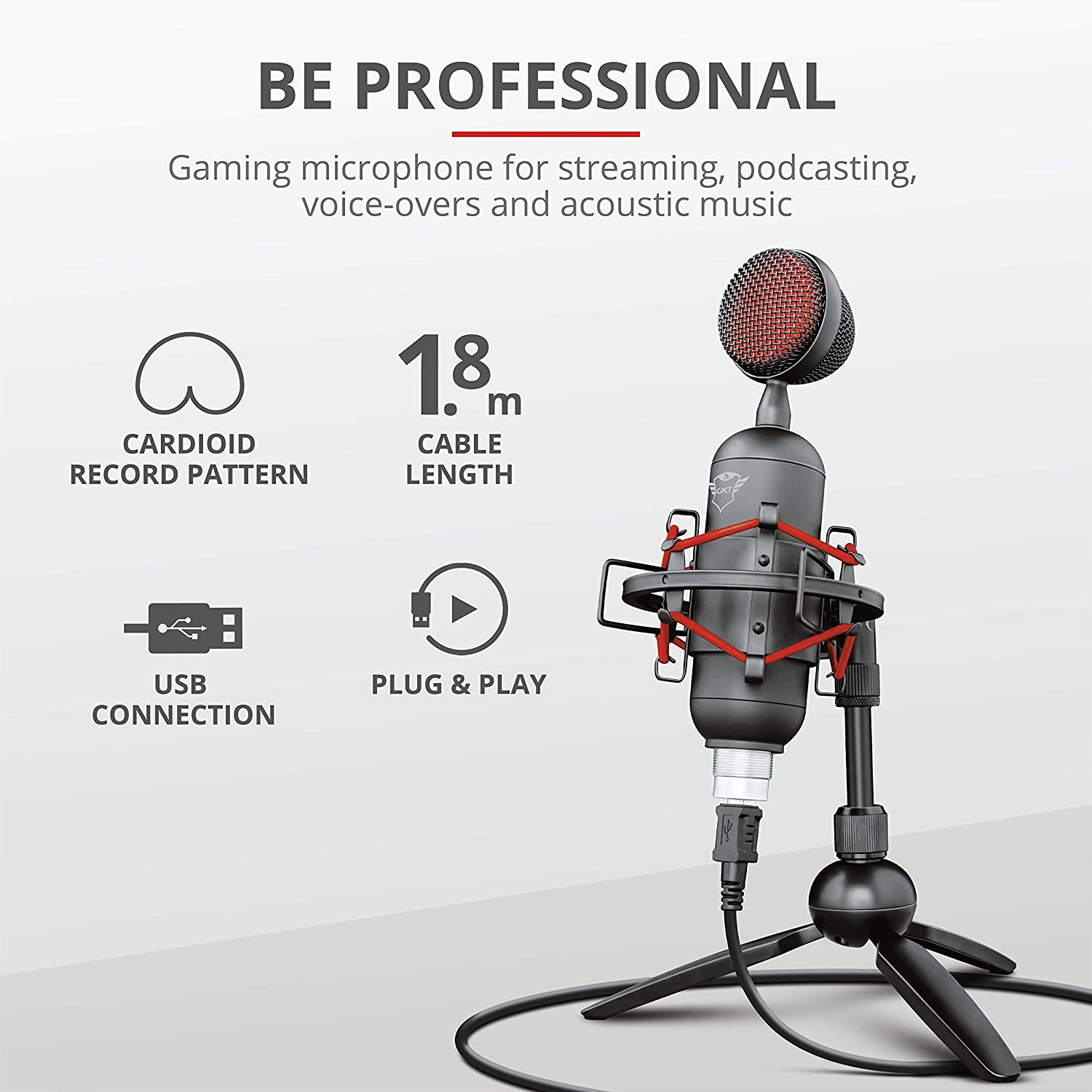 Trust GXT 244 Buzz USB Streaming Microphone, USB Microphone with Clear Audio, Background Noise Reduction - Image 2