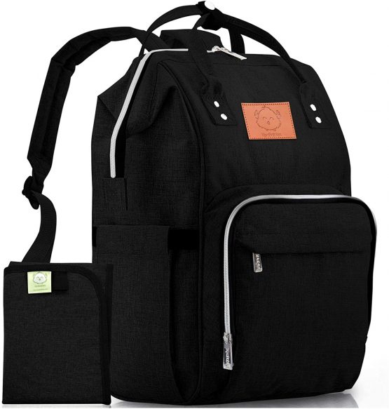 Baby Diaper Bag Backpack - Multi-Function Waterproof Travel Baby Bags for Mom, Dad, Men, Women - Large Maternity Nappy Bags - Durable, Stylish - Diaper Mat Included (Trendy Black)