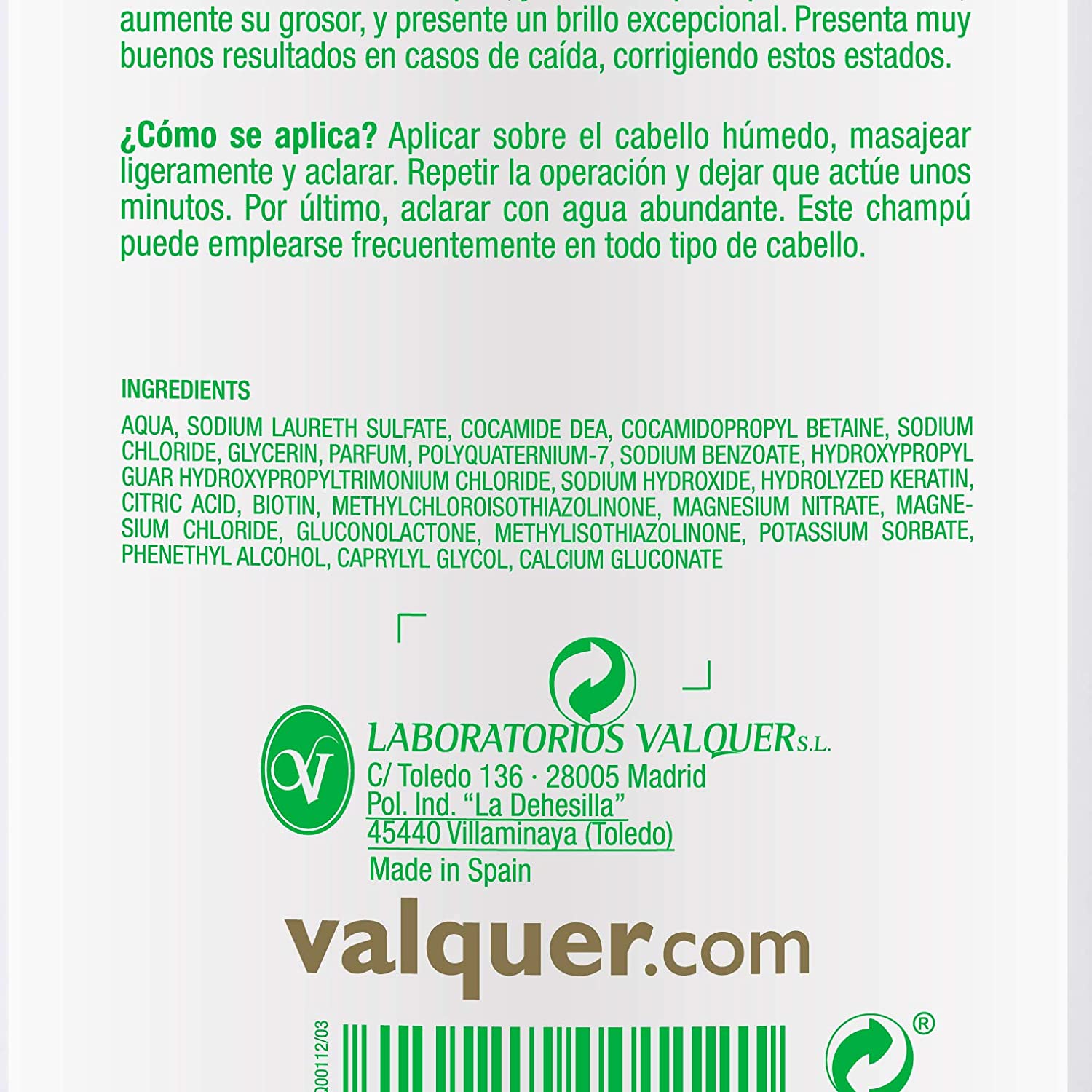 VALQUER Revitalizing Shampoo with Biotin & Keratin, 1 l (Pack of 1) - Image 3