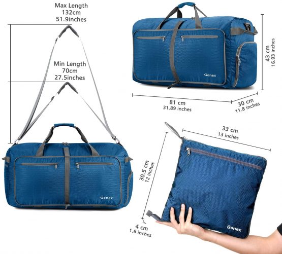 Gonex 100L Foldable Travel Duffel Bag for Luggage Gym Sports, Lightweight Travel Bag with Big Capacity, Water Repellent (Deep Blue) - Image 2