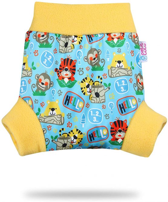 Petit Lulu Pull Up Cloth Nappy Wrap | Size M | Washable Diaper Wrap | Reusable Cloth Nappies | Made in Europe (School Jungle)