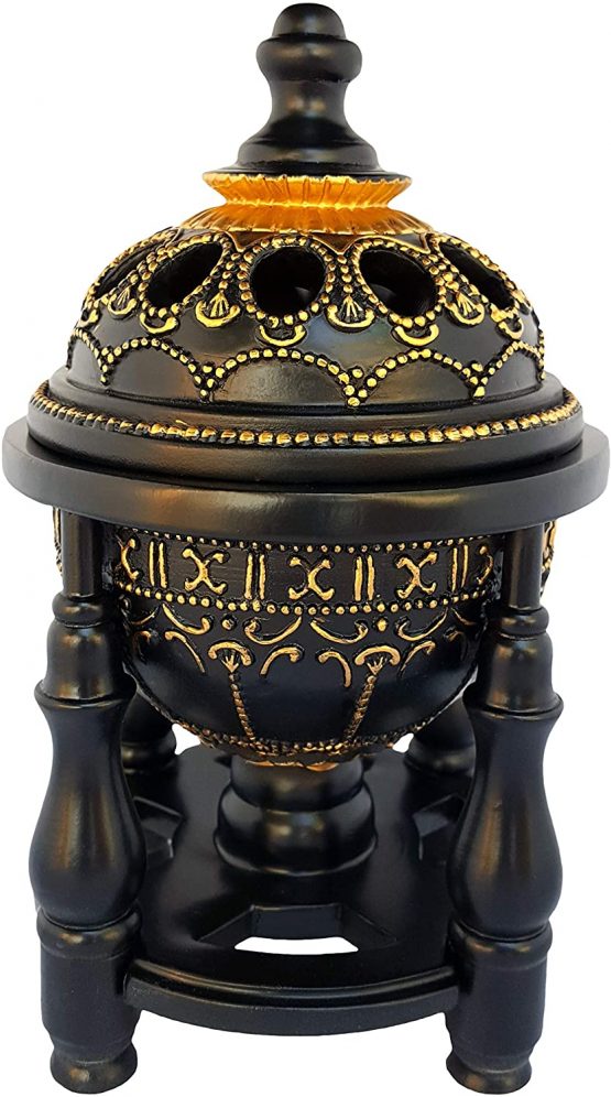 am Incense Burner Charcoal Bakhoor Burner Frankincense Resin - Height 7.28 Inches Lavish 4P Black - Image 3