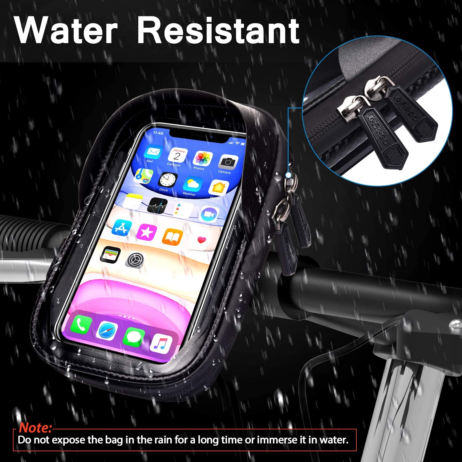 LEMEGO Waterproof Bicycle Phone Holder - Bicycle Handlebar Bag with Rotating Mobile Phone Holder for Smartphone Under 7 Inches - Image 4
