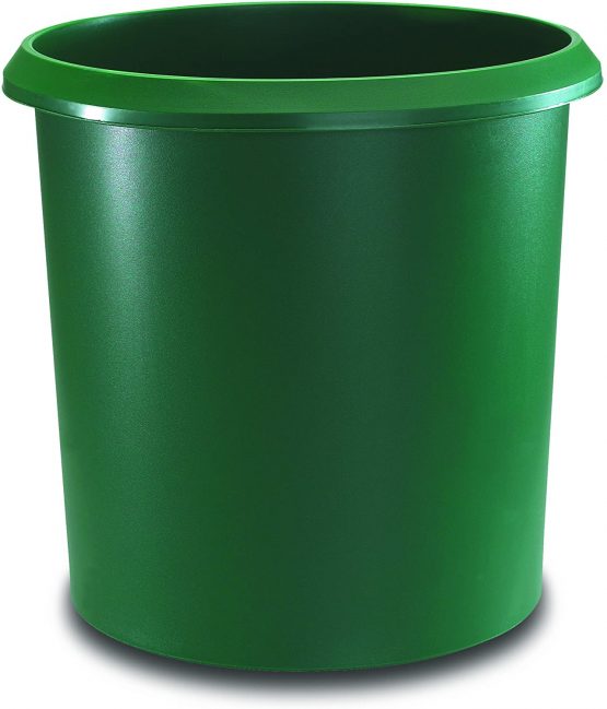 Runner Allrounder Recycle bin, Round, Rubbish with Handle, Sturdy Plastic, 18 L 18 Liter Green