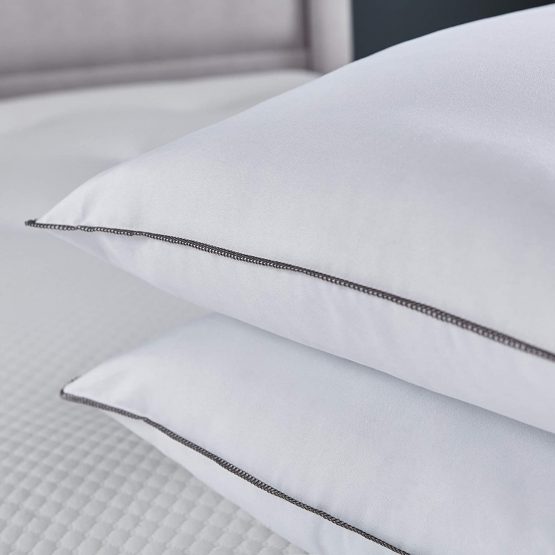 Silentnight Luxury Ultrabounce Pillow Pair – Pack of 2 Soft/Medium Support Bed Pillows with Luxurious Stitched Edging - Comfy Hypoallergenic Machine Washable - Image 3