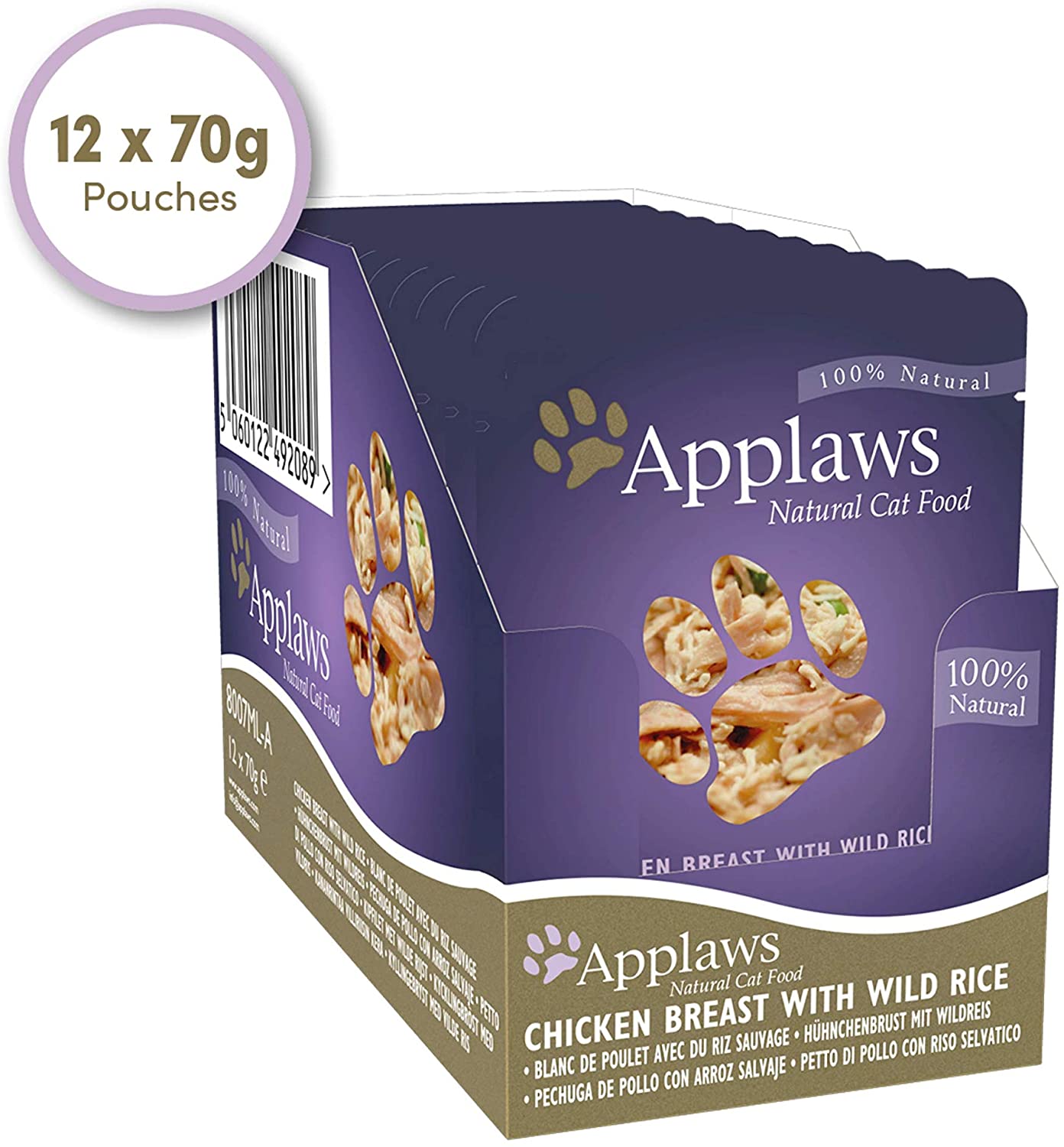 Applaws 100% Natural Wet Cat Food Pouch, Chicken with Wild Rice in Broth 70 g Pouches (Pack of 12), May Vary, 70 g (Pack of 12) - Image 2