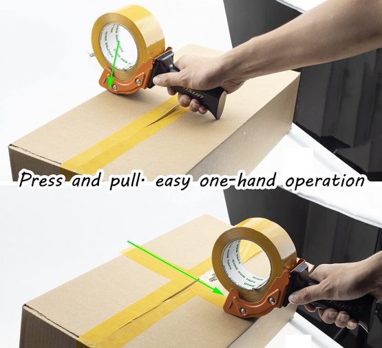 Packing Tape Dispenser, Lightweight Ergonomic Industrial Heavy Handheld Duty Tape Cutter for Carton, Packaging and Box Sealing, with Extra Blade 48mm/50mm (2 Inch) (Orange) - Image 4