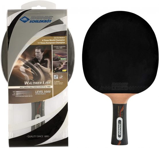 Donic-Schildkröt Waldner 5000 Table Tennis Bat, ABP Handle, Sponge 2.3 mm, Carbon Wood, Liga Pad - ITTF, 751805
