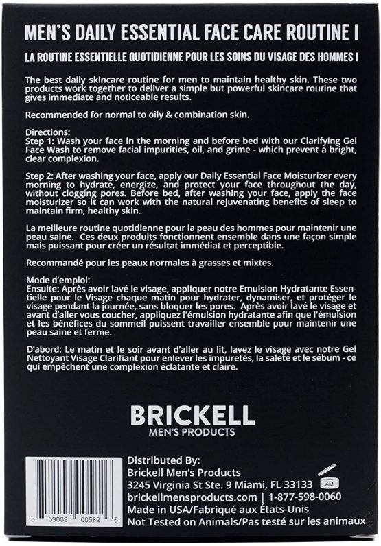 Brickell Men's Daily Essential Face Care Routine I, Gel Facial Cleanser Wash and Face Moisturizer Lotion, Natural and Organic, Unscented - Image 3