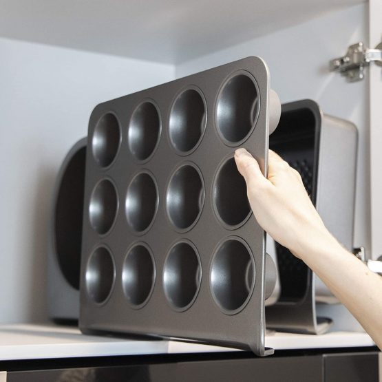 MasterClass Smart Stack Vertical Stacking 12 Hole Muffin Tray with Non Stick Coating, Carbon Steel, 37 x 29 x 4 cm - Image 2