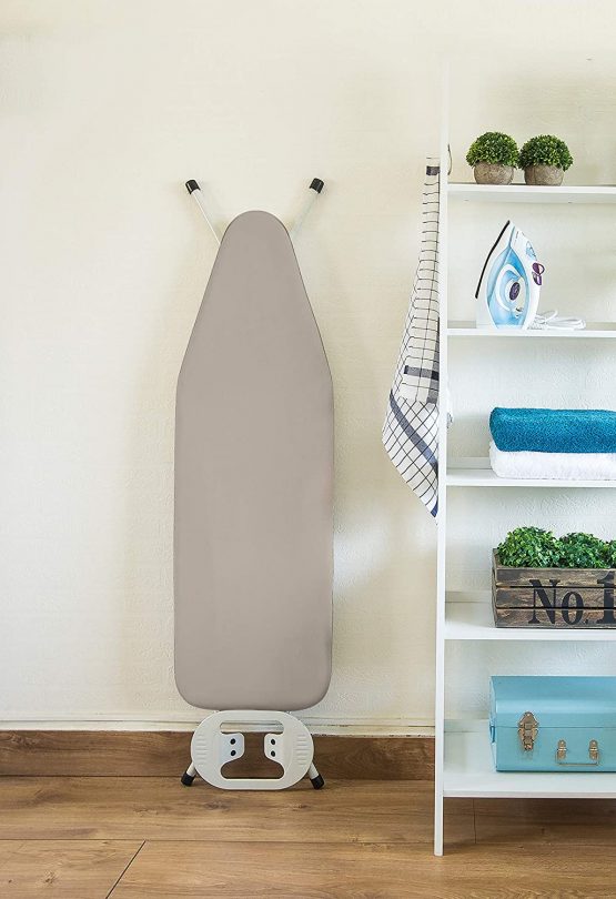 Encasa Homes Replacement Ironing Board Cover with Extra Thick 4mm Felt Pad - Beige - Plain Colors Cotton, Elasticated, (Fits Standard Medium Boards of 110 x 35 cm) Heat Reflective, Heavy Duty - Image 4