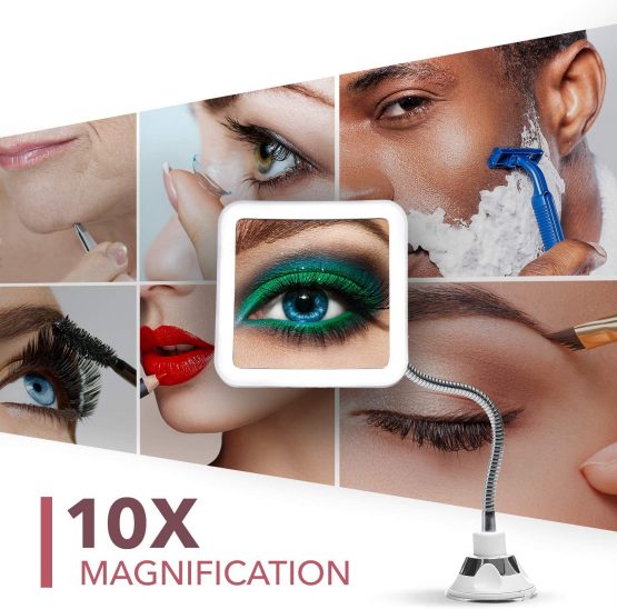Fancii Flexible Magnifying Mirror 10X with LED Light and Gooseneck, Lighted Travel Makeup Mirror, Lock Suction, Natural Daylight LED, Cordless and Portable (Mira Plus) - Image 3
