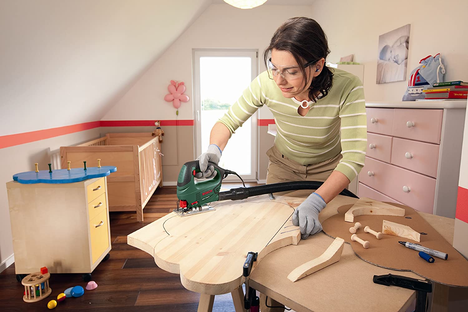 Bosch Home and Garden Jigsaw PST 700 E (500 W, 1x saw blade, in carrying case), Green - Image 4