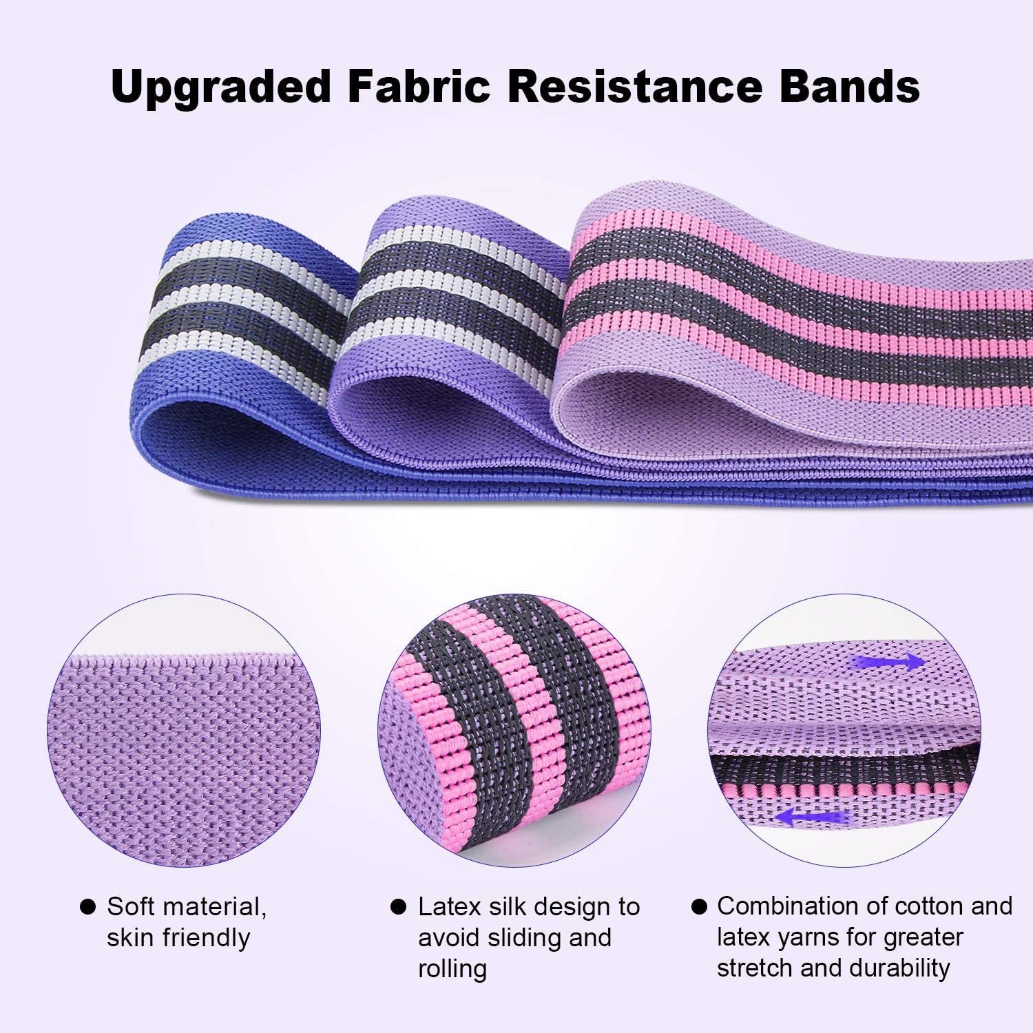 OMERIL Resistance Bands, Fabric Resistance Bands Set with 3 Resistance