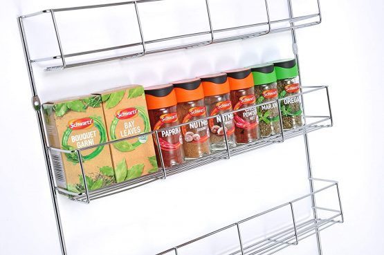 5 Tier Chrome Finish 420mm Wide Spice herb Rack jar Holder Storage for Wall or Kitchen Cupboard Holds 40 - Image 3