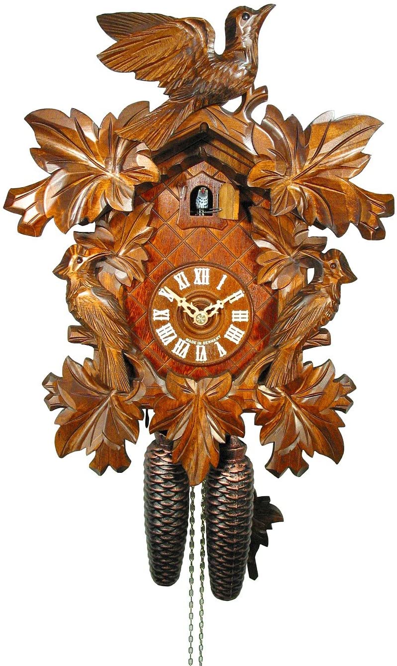 August Schwer Cuckoo Clock Seven Leaves, three Birds 2.0104.01.C, Brown, Normal