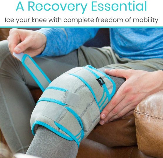 Vive Knee Ice Pack Wrap - Cold/Hot Gel Compression Brace - Heat Support Strap for Arthritis Pain, Tendonitis, ACL, Athletic Injury, Osteoarthritis, Women, Men, Running & Surgery - Image 2