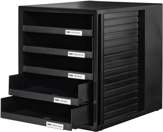 HAN 1401-13, SCHRANK-SET Drawer set Innovative, attractive design with 5 open drawers, black - Image 2