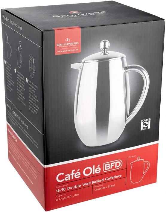 Café Olé BFD Cafetière, Stainless Steel, Mirror, 6 Cup - Image 4