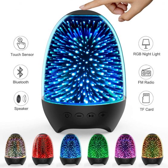 Bluetooth Speaker Night Lights, Bluetooth Speaker MP3 Player, Touch Control Bedside lamp, Dimmable RGB Multicolor Changing LED Table Lamp for Bedroom,Best Gift for Adult Teens Boys and Girls