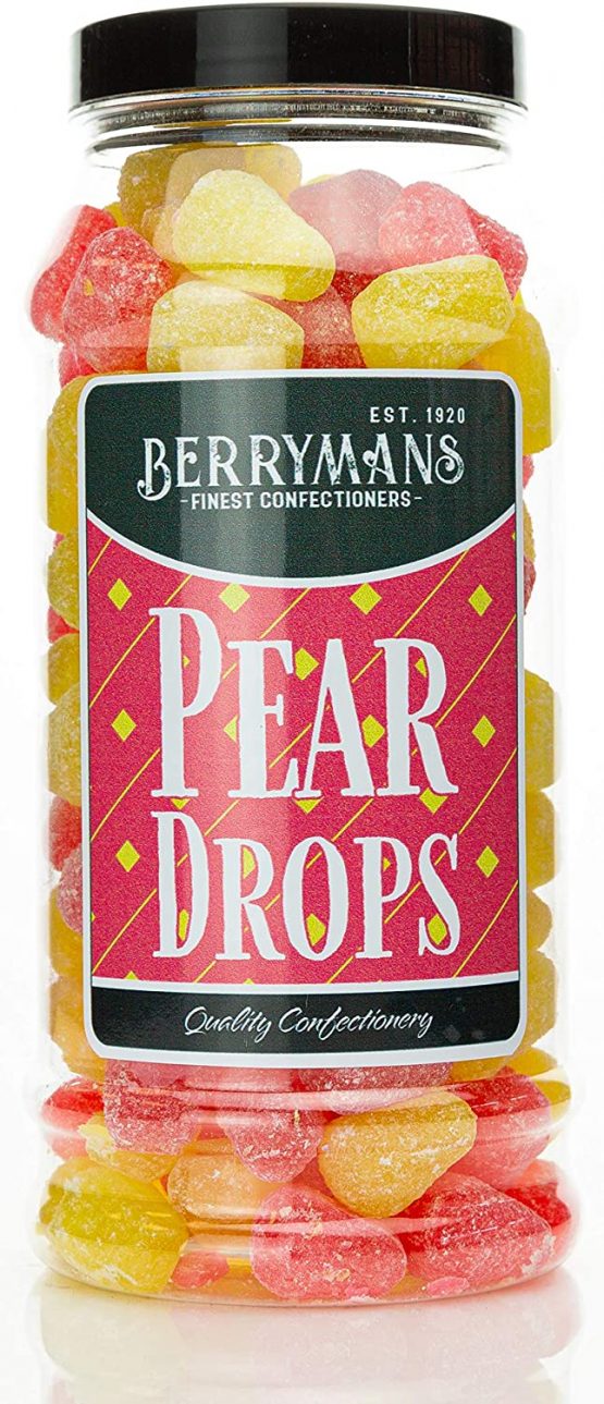 Original Pear Drops Retro Boiled Sweets Gift Jar by Berrymans Sweet Shop - Classic Sweets, Traditional Taste.