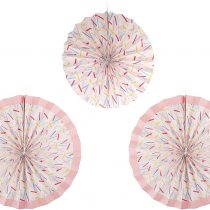 Ginger Ray Sprinkles Paper Fan Hanging Pinwheel Decorations for Weddings Parties 3 Pack, Multicolor