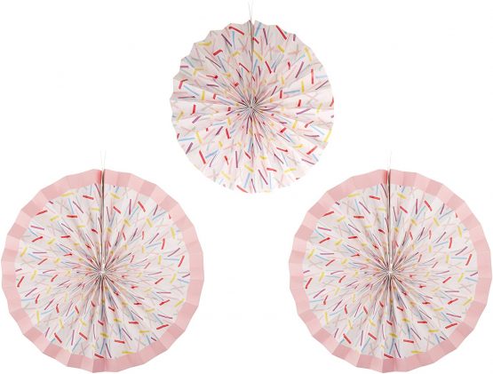 Ginger Ray Sprinkles Paper Fan Hanging Pinwheel Decorations for Weddings Parties 3 Pack, Multicolor