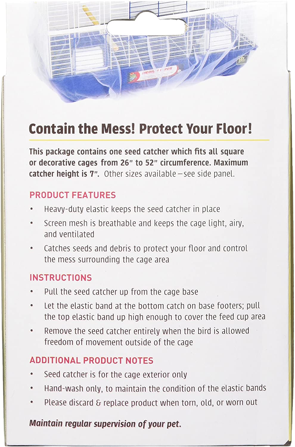 Prevue Pet Products Mesh Bird Seed Catcher 7" H, Assorted Colors, Small - Image 2